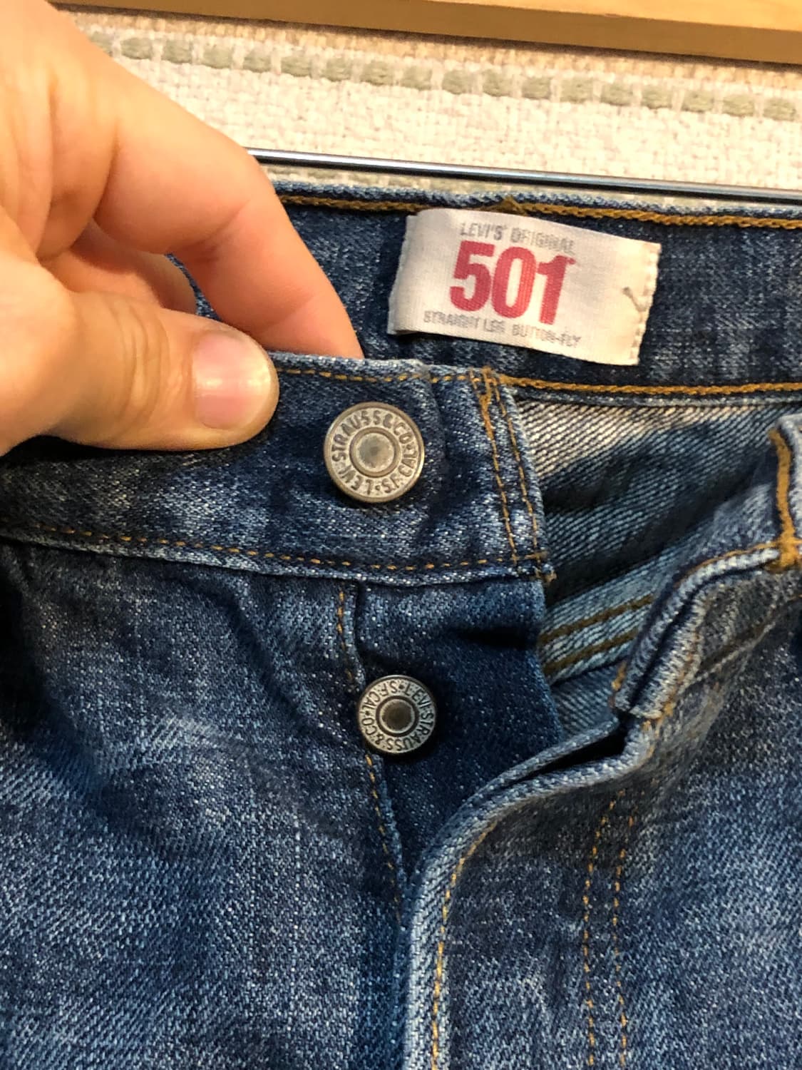 리바이스 501 중청 데님 데미지진 찢청 33x32 상품이미지7