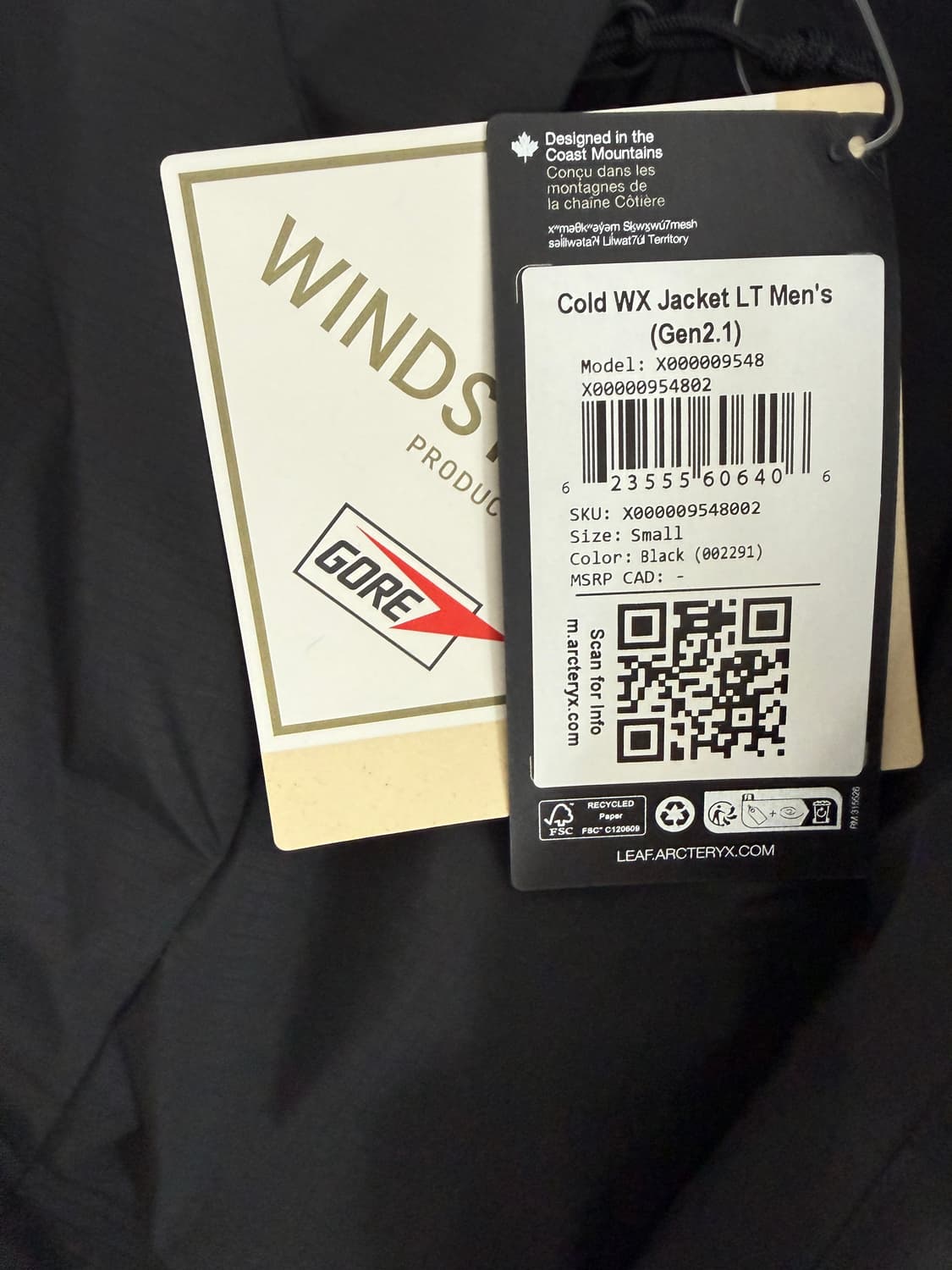 아크테릭스 리프 콜드 WX 자켓 LT Gen2.1 (블랙) S 상품이미지6