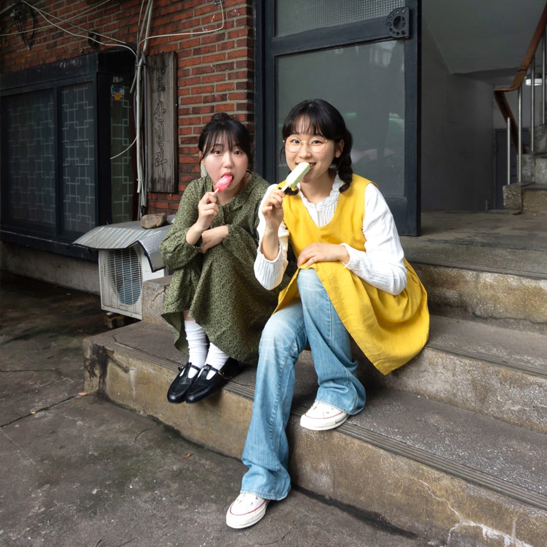 귤빛 스티치 연청 부츠컷 바지 상품이미지9