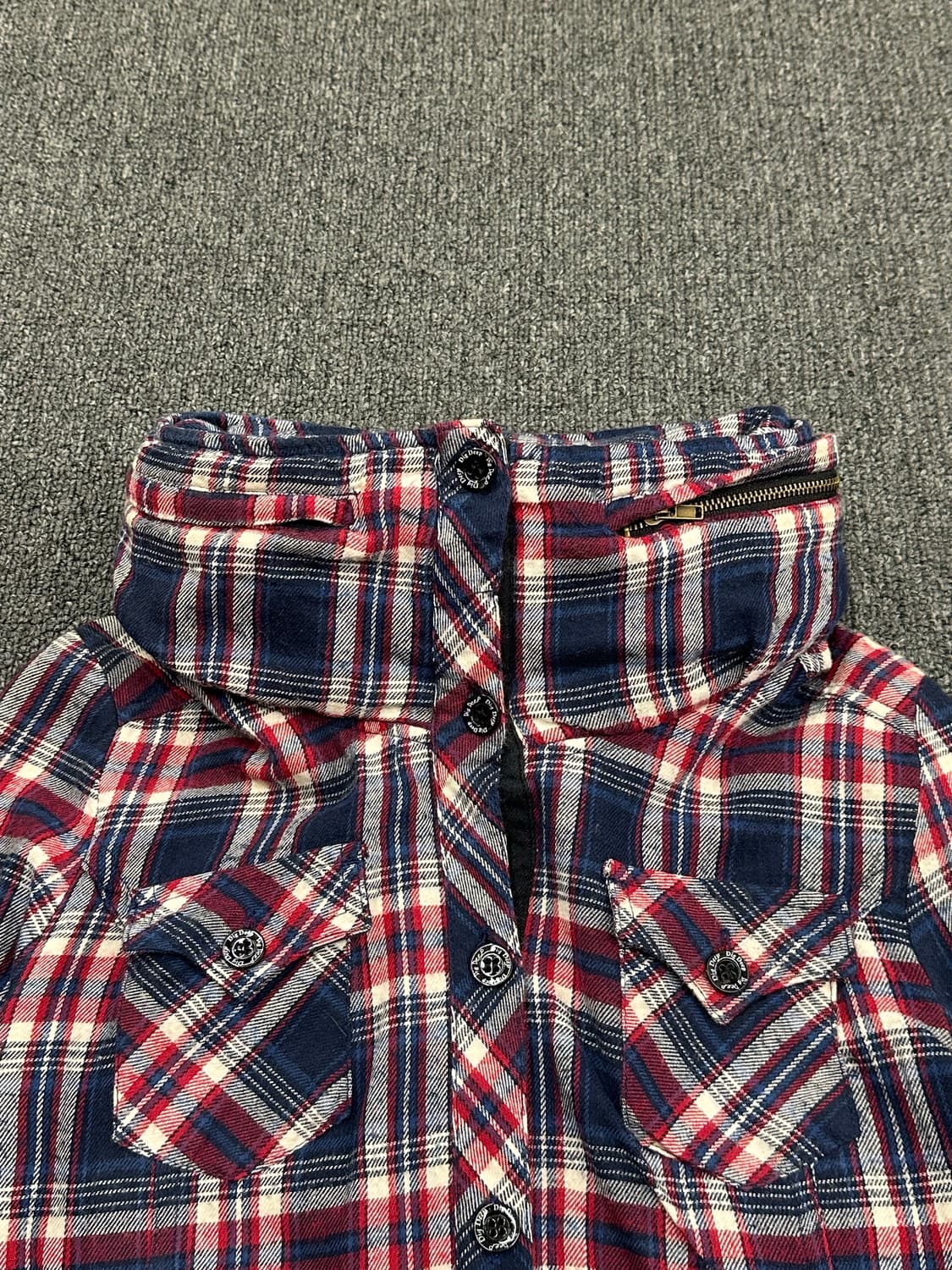 M)DigDeep 빈티지 여성 히든 후드 플란넬 셔츠 자켓 상품이미지3