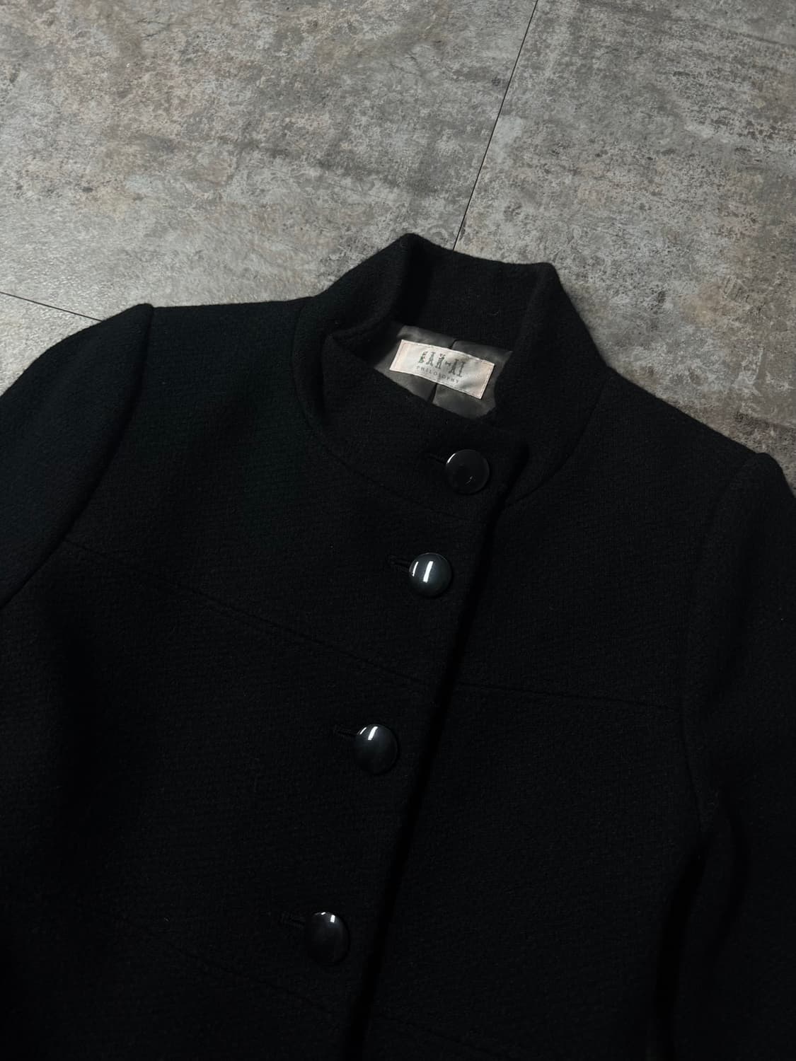 하프 넥 버튼 울 코트 상품이미지3