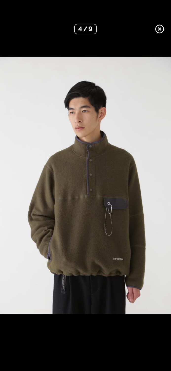 앤드원더 And Wander 울 후리스 풀오버 카키 WS 상품이미지2