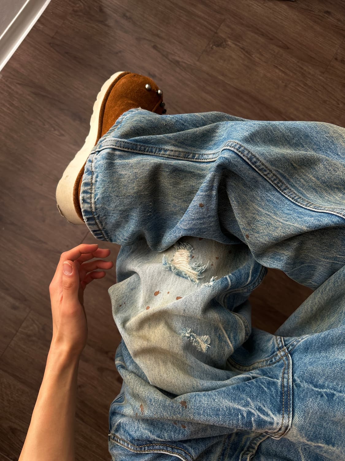 Decency Concept 더티 & 페인팅 와이드 벌룬 데님 상품이미지2