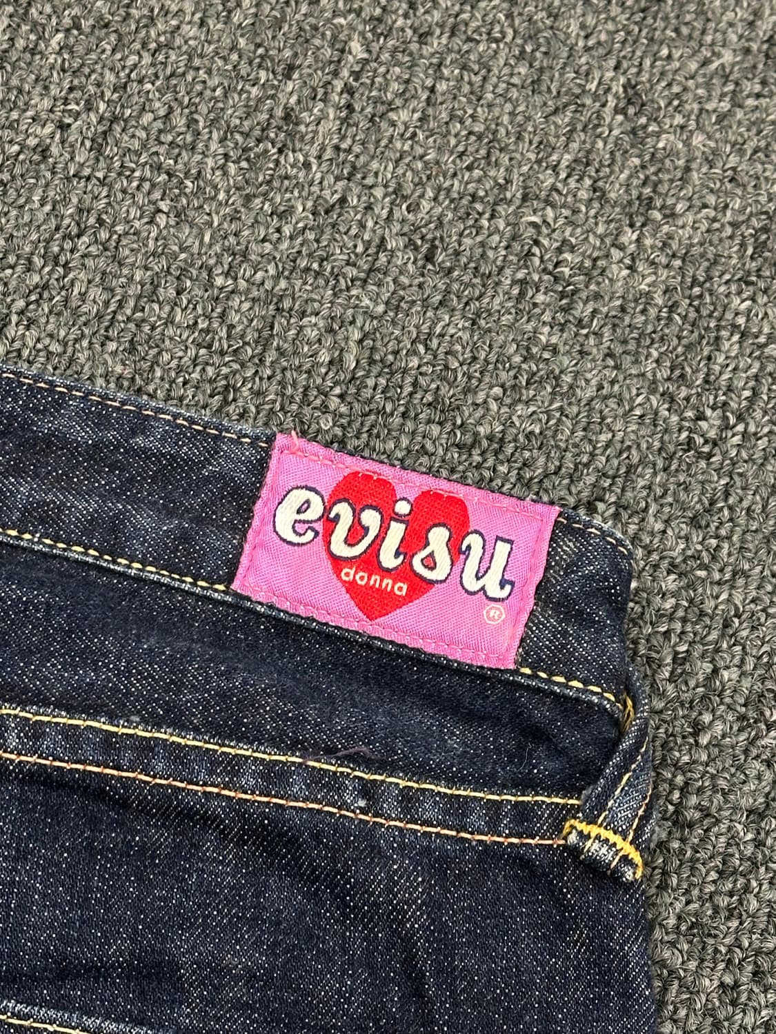 27)에비수 빈티지 포켓 스마일 프린팅 여성 셀비지 데님팬츠 상품이미지4