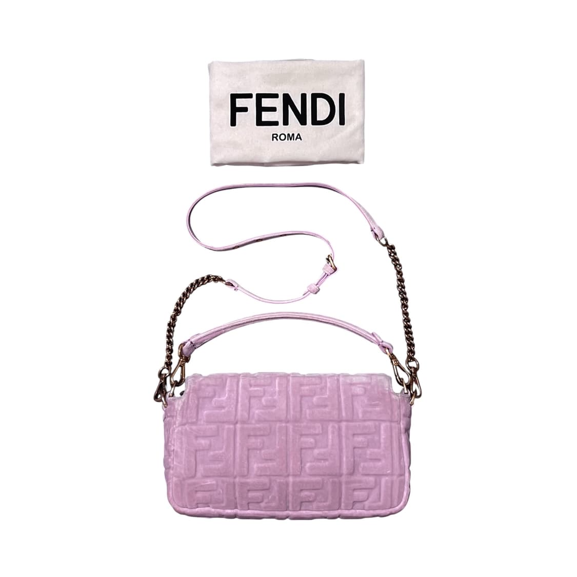 펜디 핑크 벨벳 바게트백 테리 상품이미지2