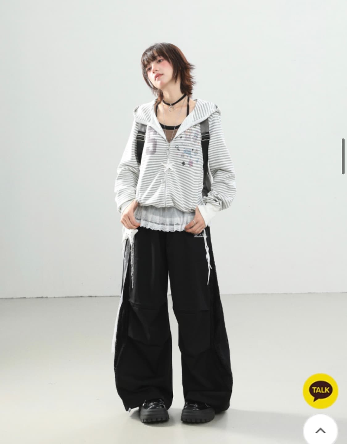 Asaky Prezaky 스트라이프 크롭 후드집업 상품이미지2