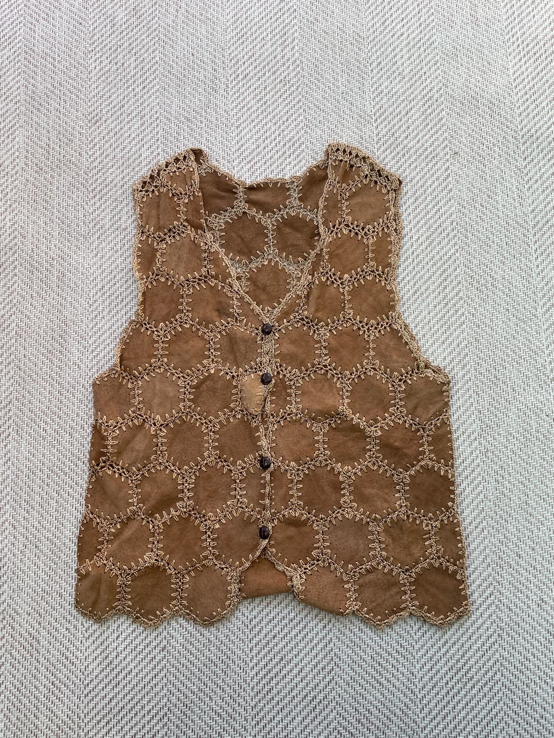 빈티지 브라운 시스루 레더 베스트  상품이미지3
