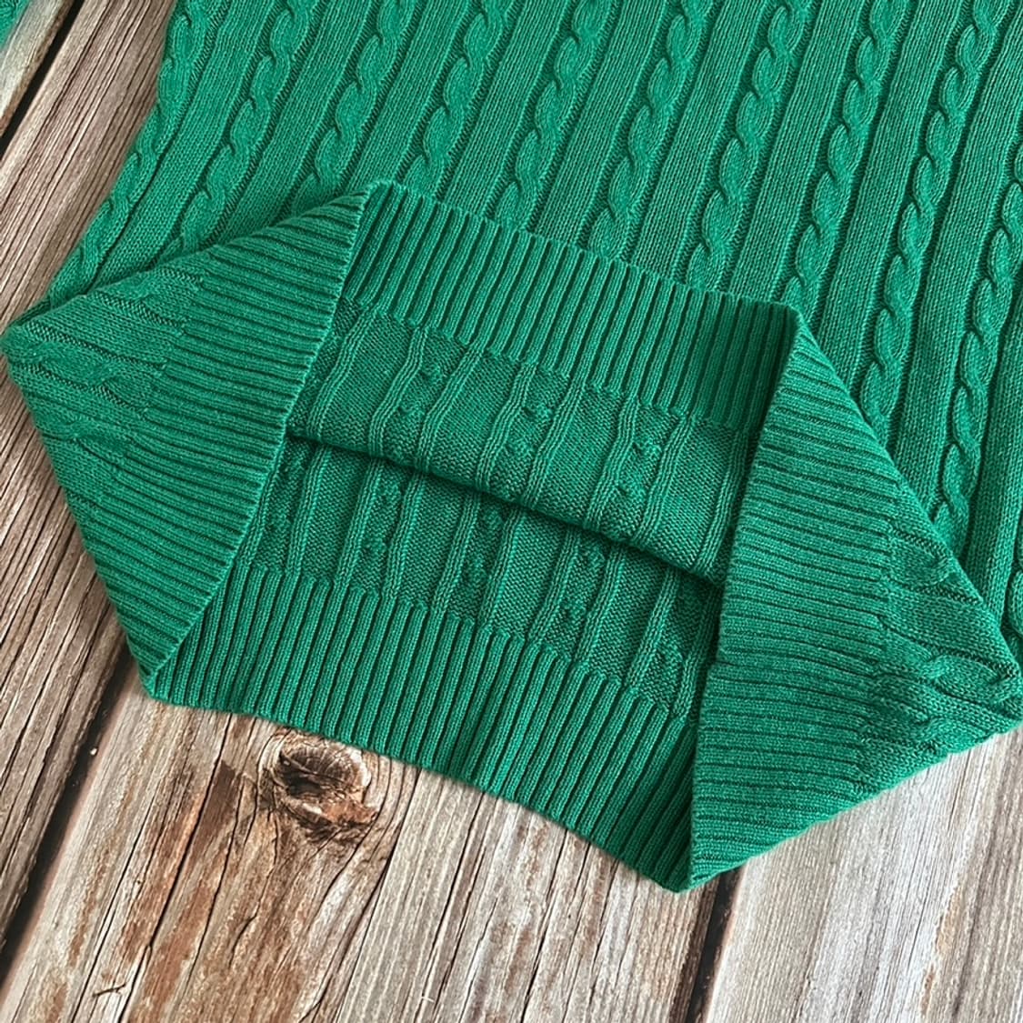 BEAMS+ 빔즈플러스 코튼 케이블 니트 그린 색상 M 사이즈 상품이미지7