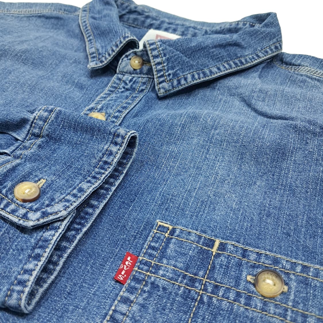 CL510 XL 리바이스 코튼 인디고 워싱 중청 데님셔츠 남방 상품이미지4