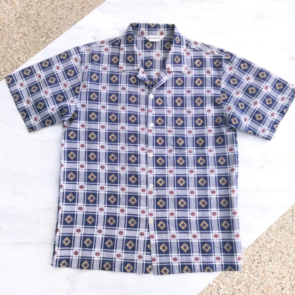 빈티지 기하학 패턴 반팔 셔츠 남성 102 여성  F 상품이미지4