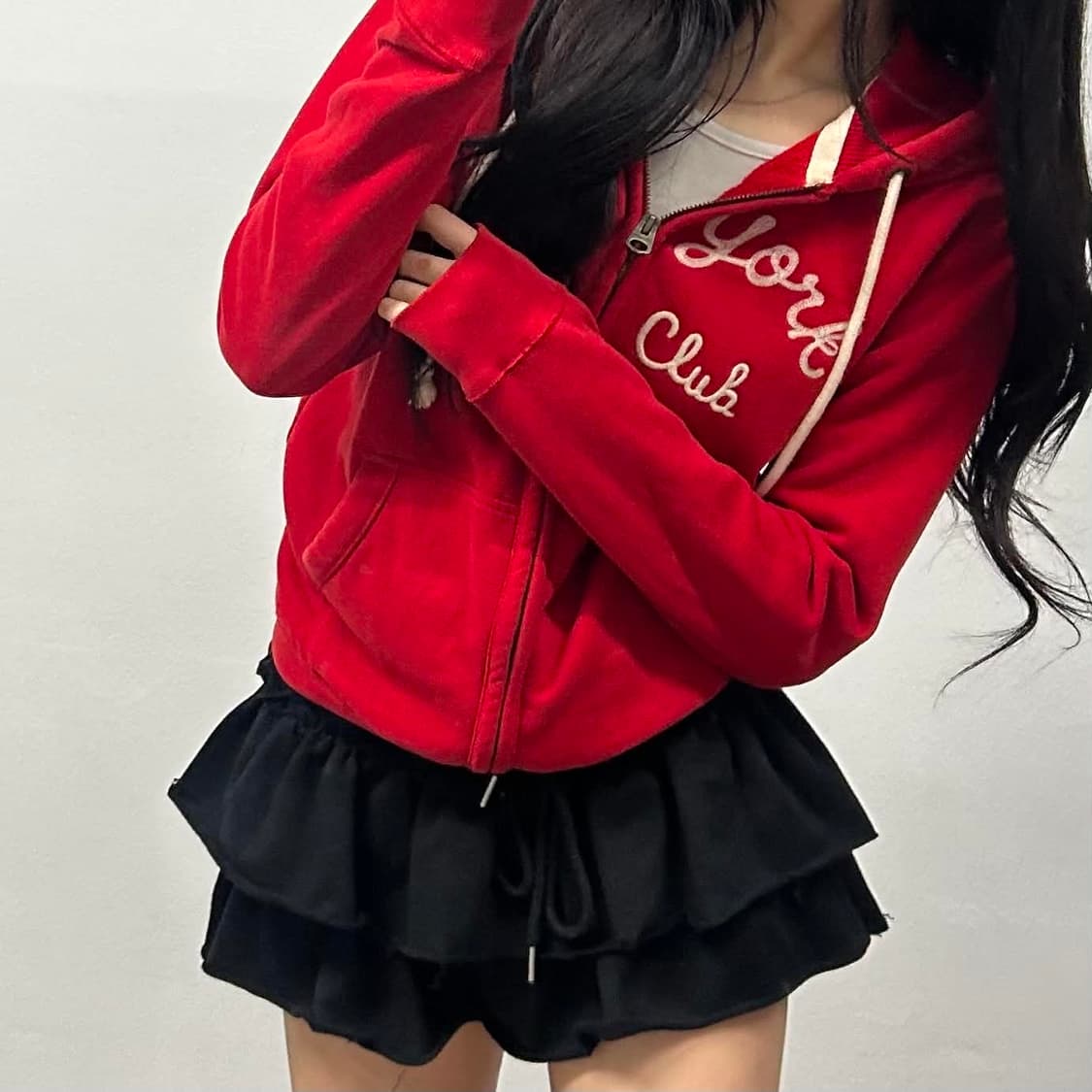 후아유 y2k 러블리힙 스웻 후드집업 희귀져지(L) 상품이미지2