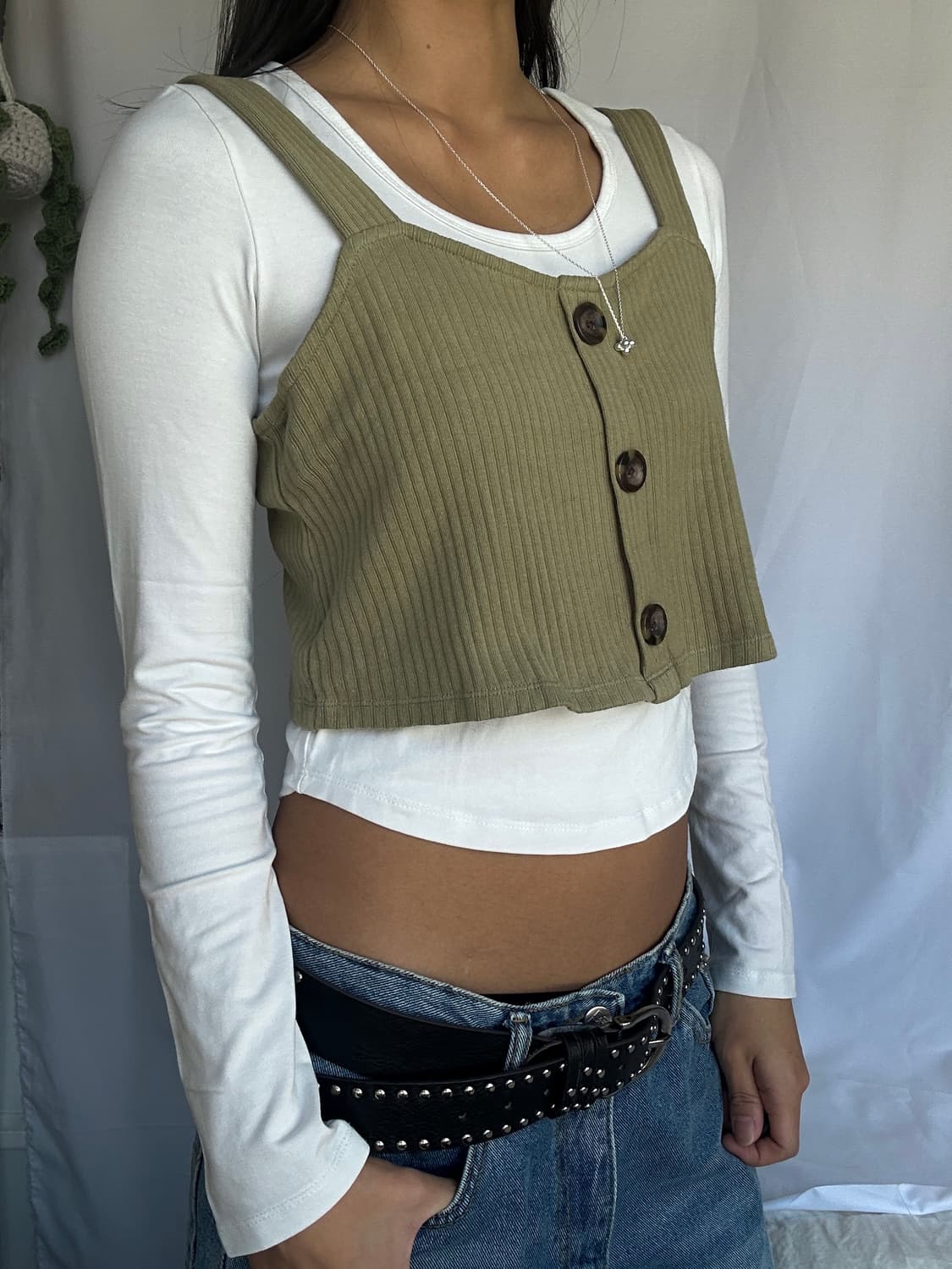 빈티지 GU 올리브 뷔스티에 나시 상품이미지2