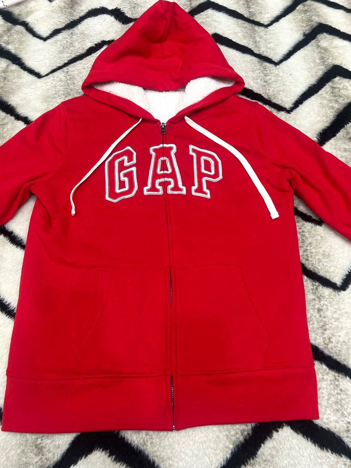 [M]GAP 빅로고 쉐르파 후드집업/레드 상품이미지3