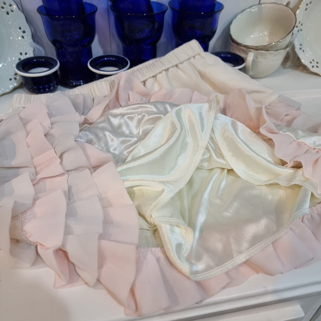 아이보리/핑크 프릴 스커트 상품이미지3