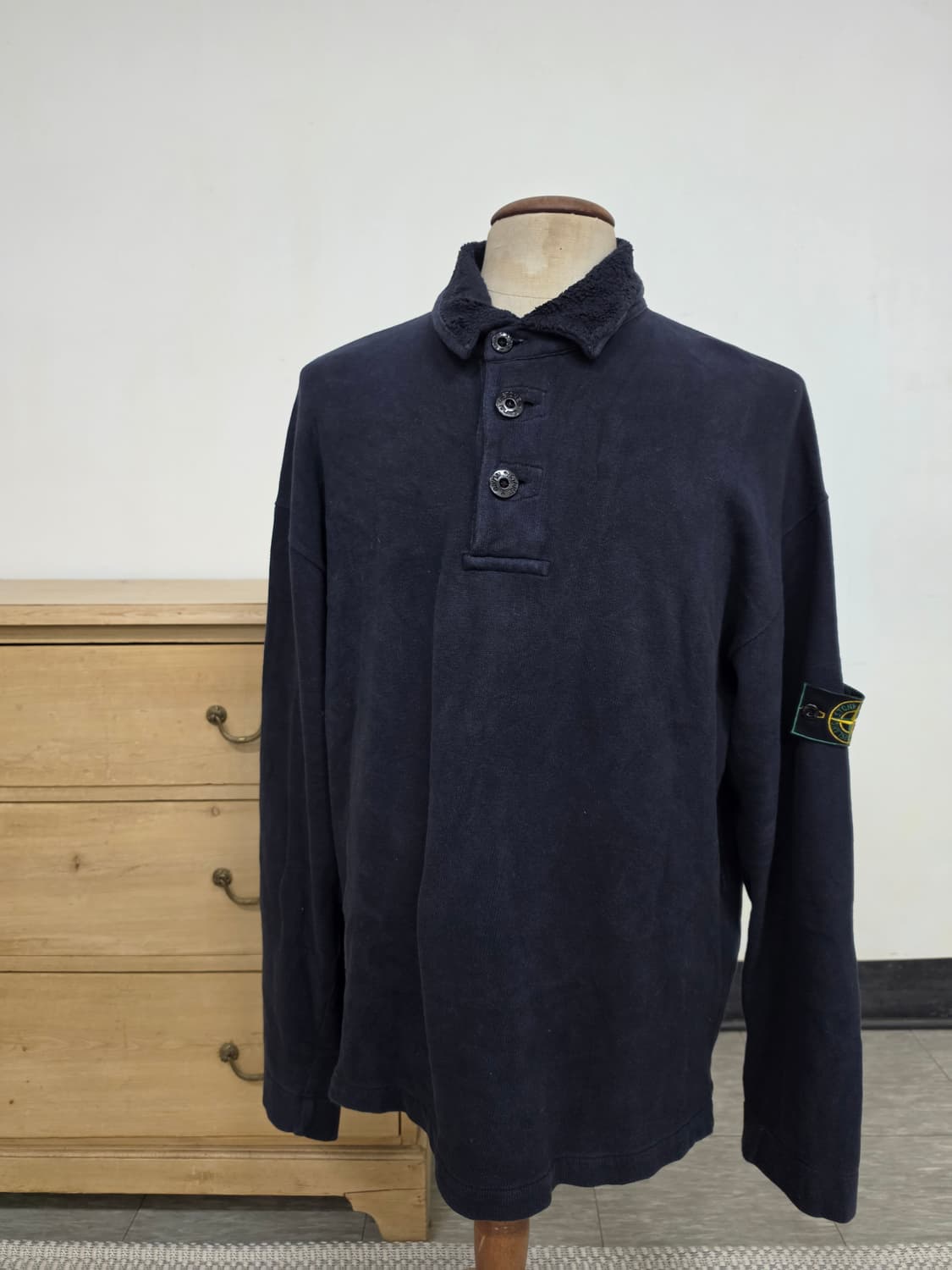 98AW 스톤 아일랜드 그린 엣지 네이비 버튼업 상품이미지1