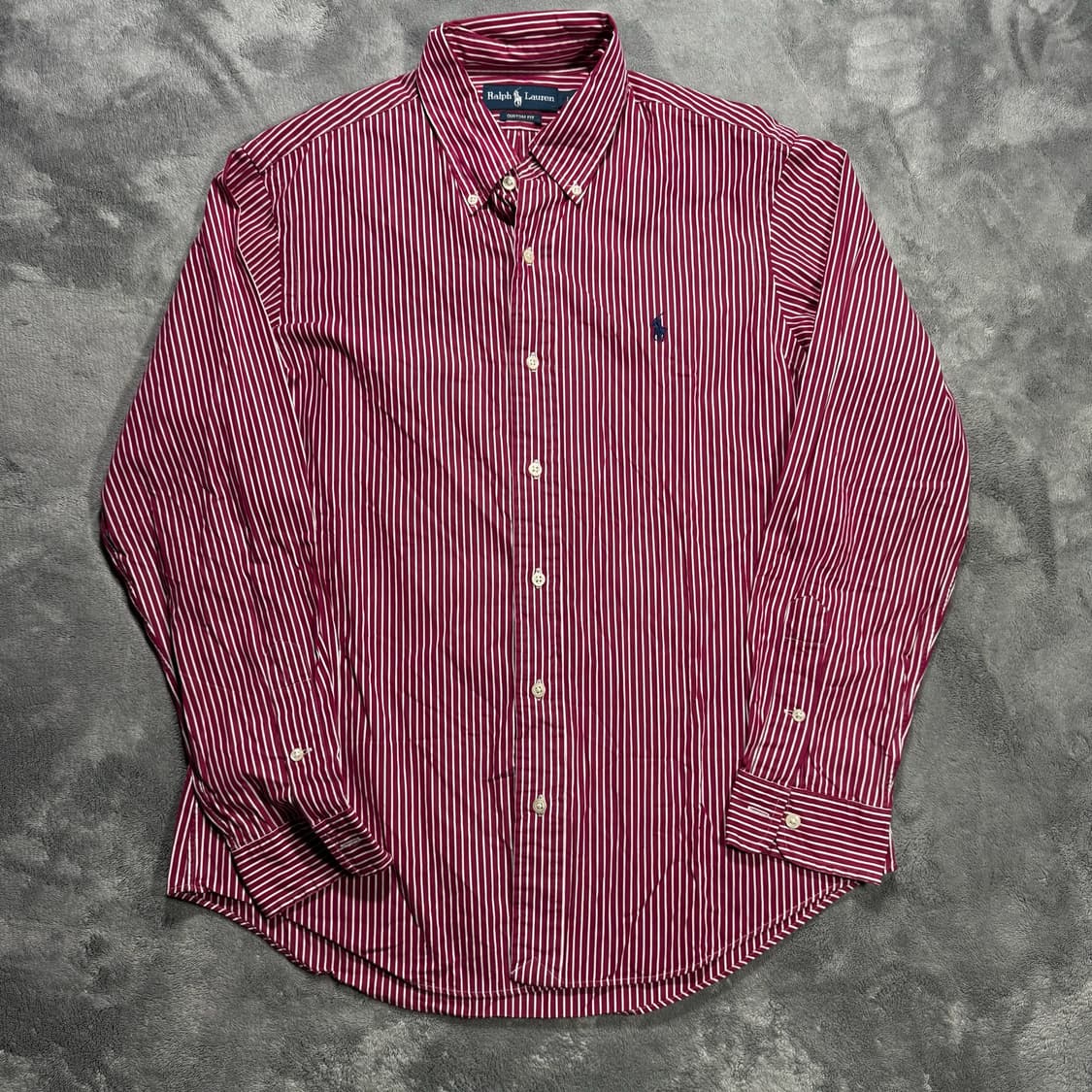 랄프로렌 버건디 스트라이프 커스텀핏 셔츠 상품이미지1