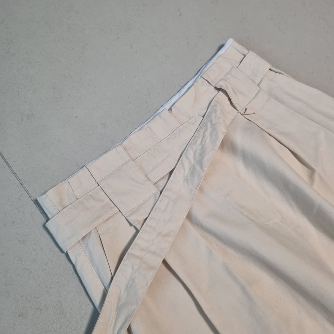 오르 베이지 벨트 코튼 와이드 팬츠 M 상품이미지3