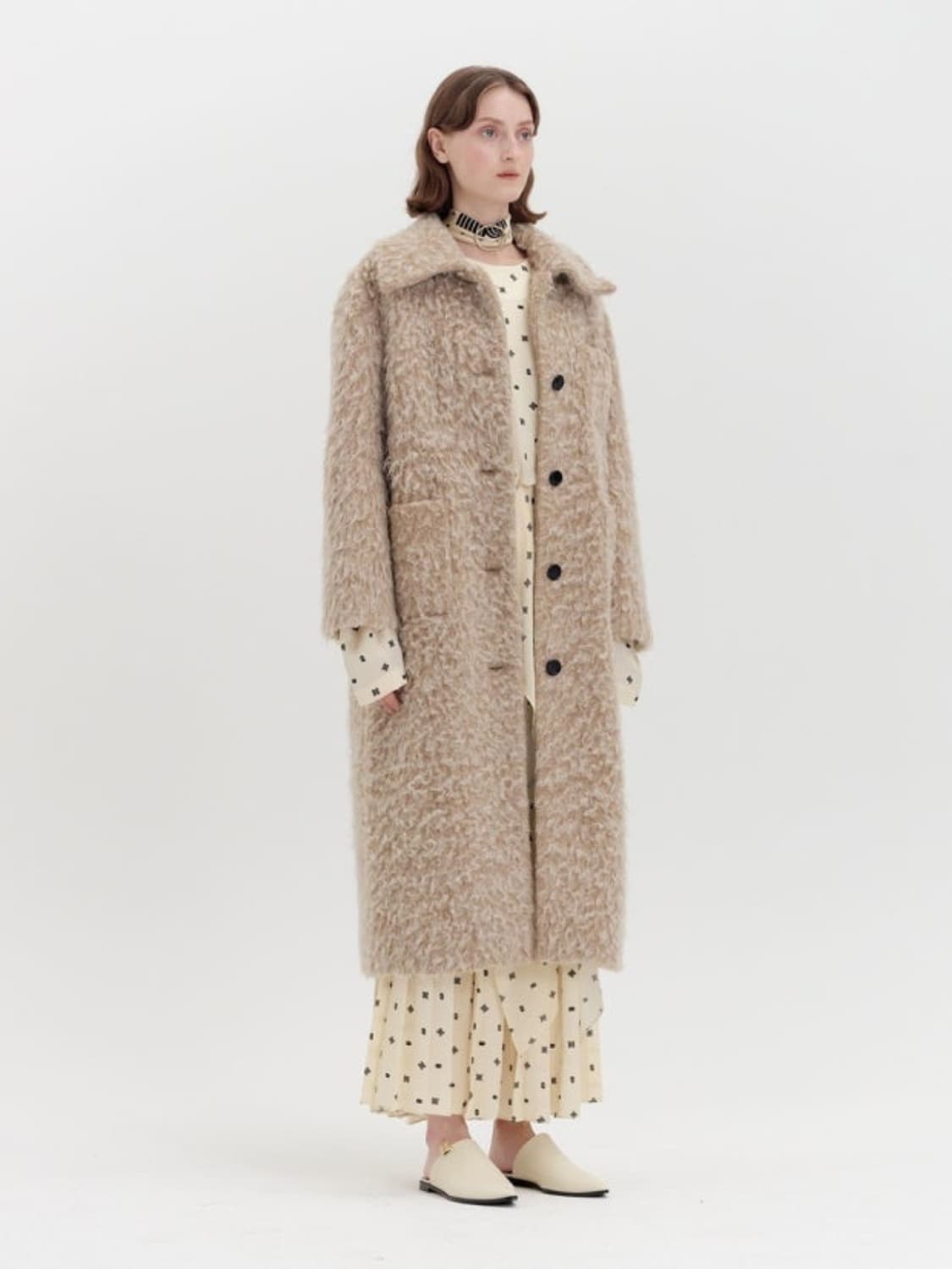 EENK QUILA faux fur coat - beige 상품이미지1