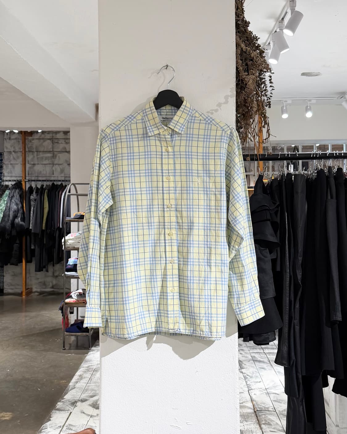 버버리 옐로우 블루 체크 셔츠 상품이미지1