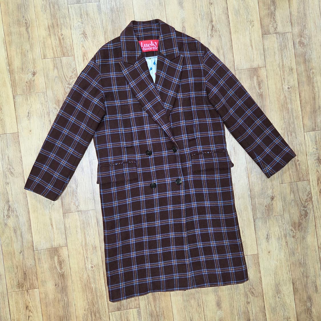 럭키슈에뜨(LUCKY CHOUETTE) 오버사이즈 체크코트 프리사이즈 상품이미지3