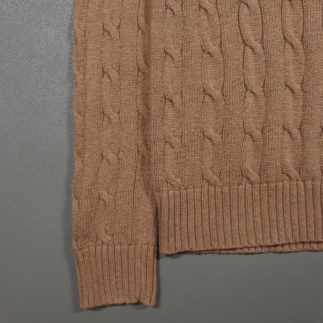 실측 M) 폴로 랄프로렌 신형 포니 케이블 니트 꽈배기 스웨터 브라운 상품이미지2