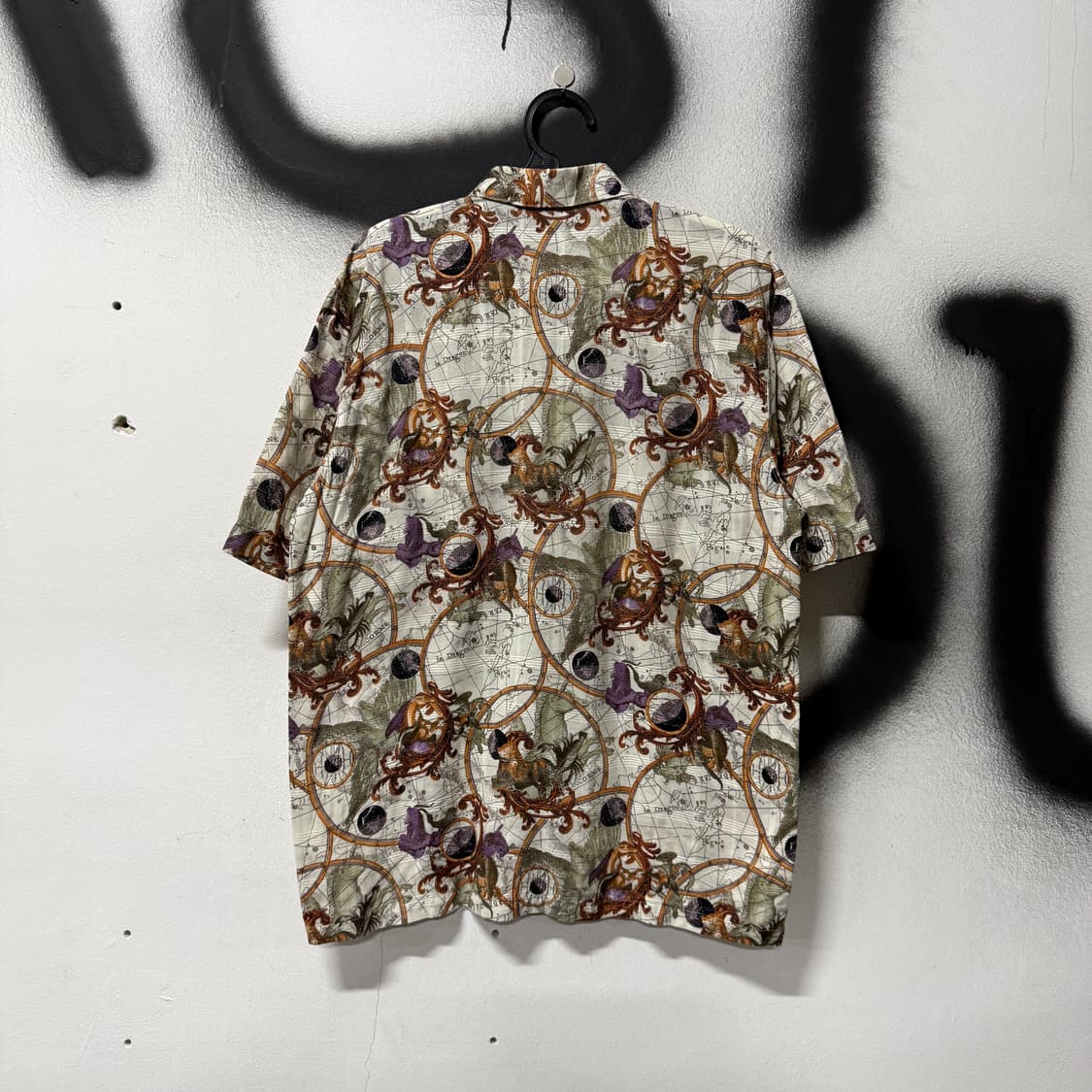 VTG 빈티지 플라워 맵 패턴 코튼 반팔 셔츠 상품이미지2