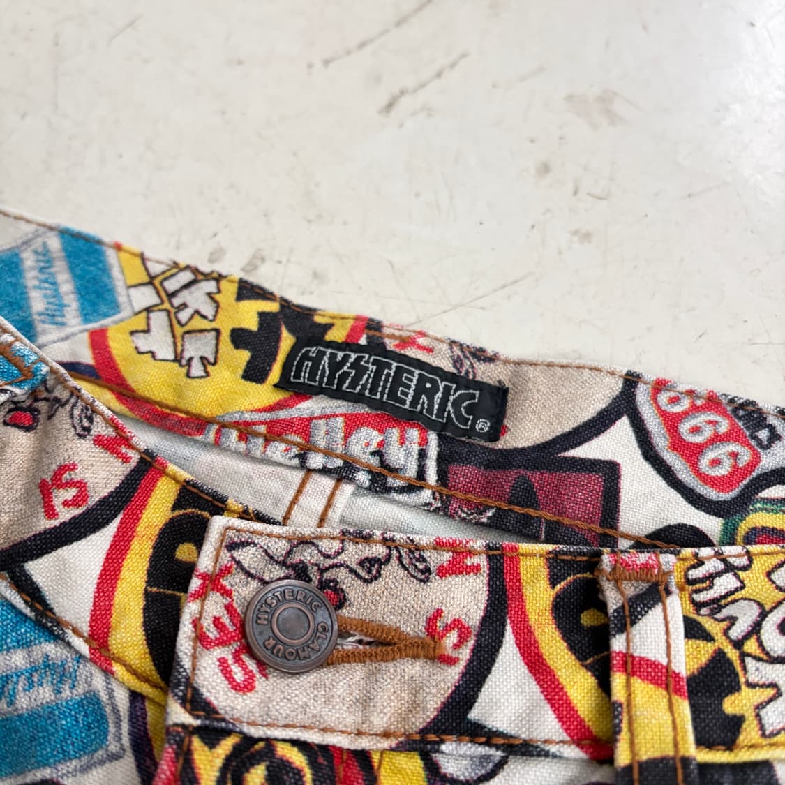 00s 히스테릭 글래머 믹스 스티커 부츠컷 팬츠 M 상품이미지5