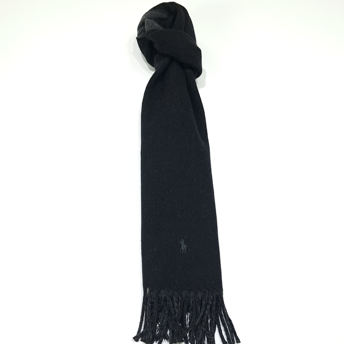MX563 폴로 90s 이태리판 램스울 양면 블랙차콜 머플러 목도리 상품이미지5