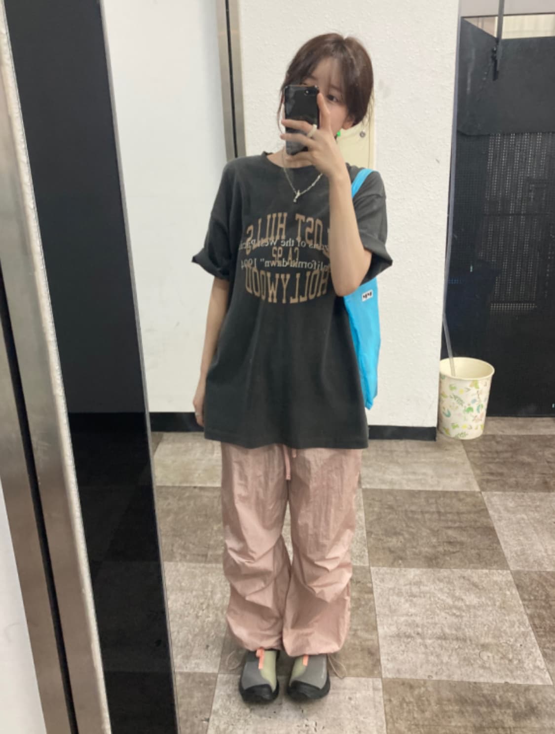 하우유 나일론 투웨이 스트링 팬츠 핑크 상품이미지5