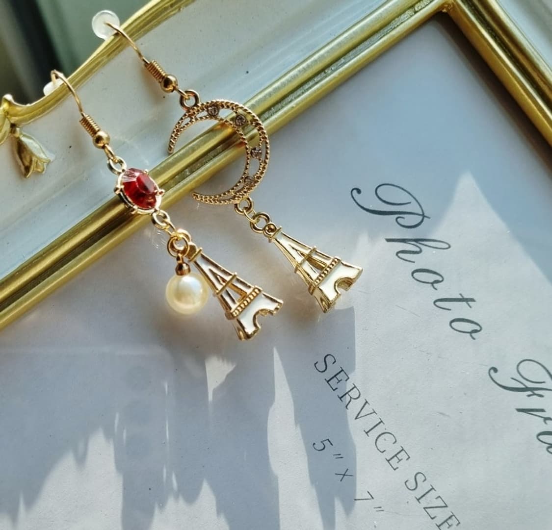 핸드메이드 )화이트에펠탑귀걸이 상품이미지4