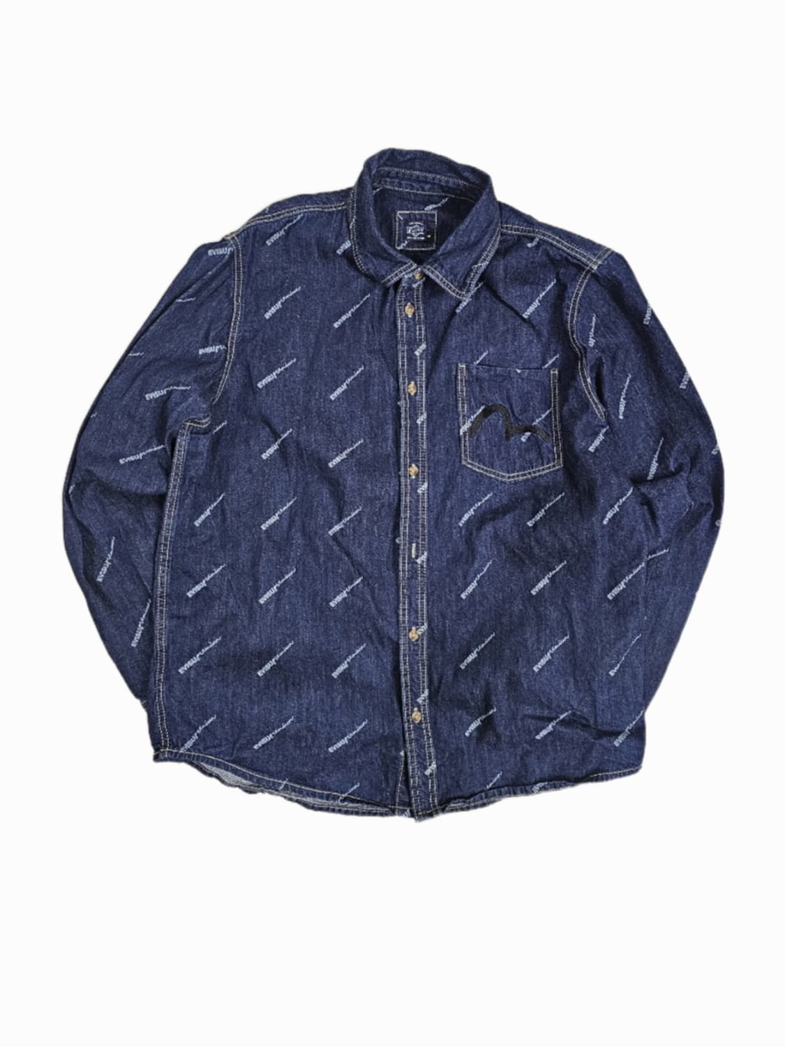 [105] 90s 올드스쿨 에비수 올-오버 패턴 데님 워크 셔츠 상품이미지1