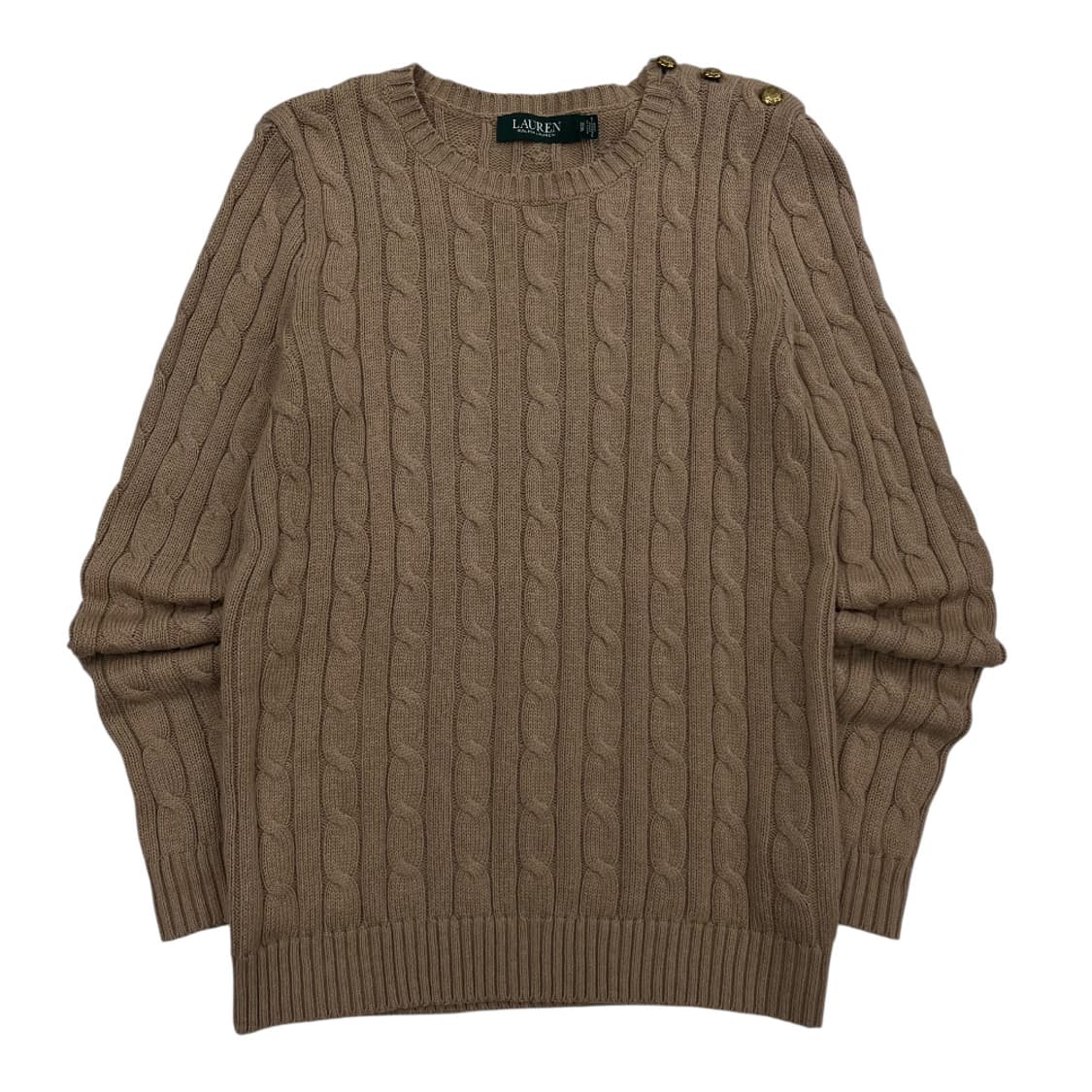 폴로 랄프로렌 숄더 버튼 베이지 꽈배기 니트 XS 상품이미지2