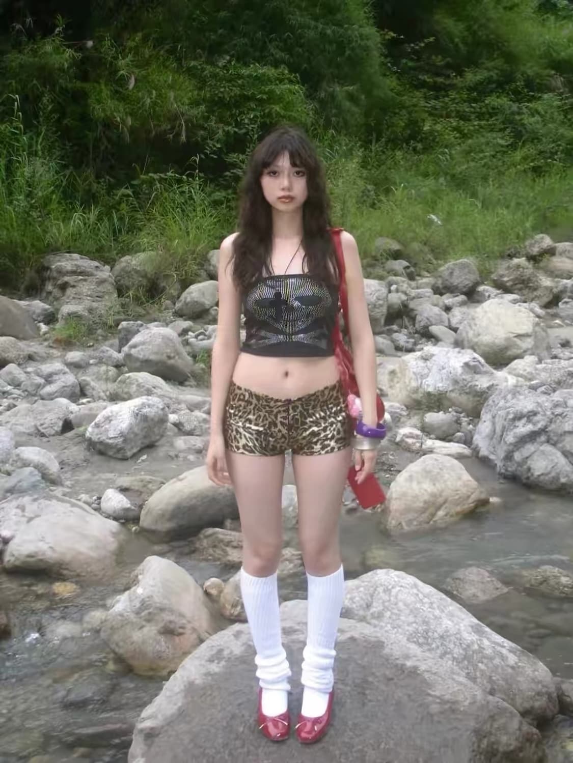 갸루 호피 반바지 상품이미지2