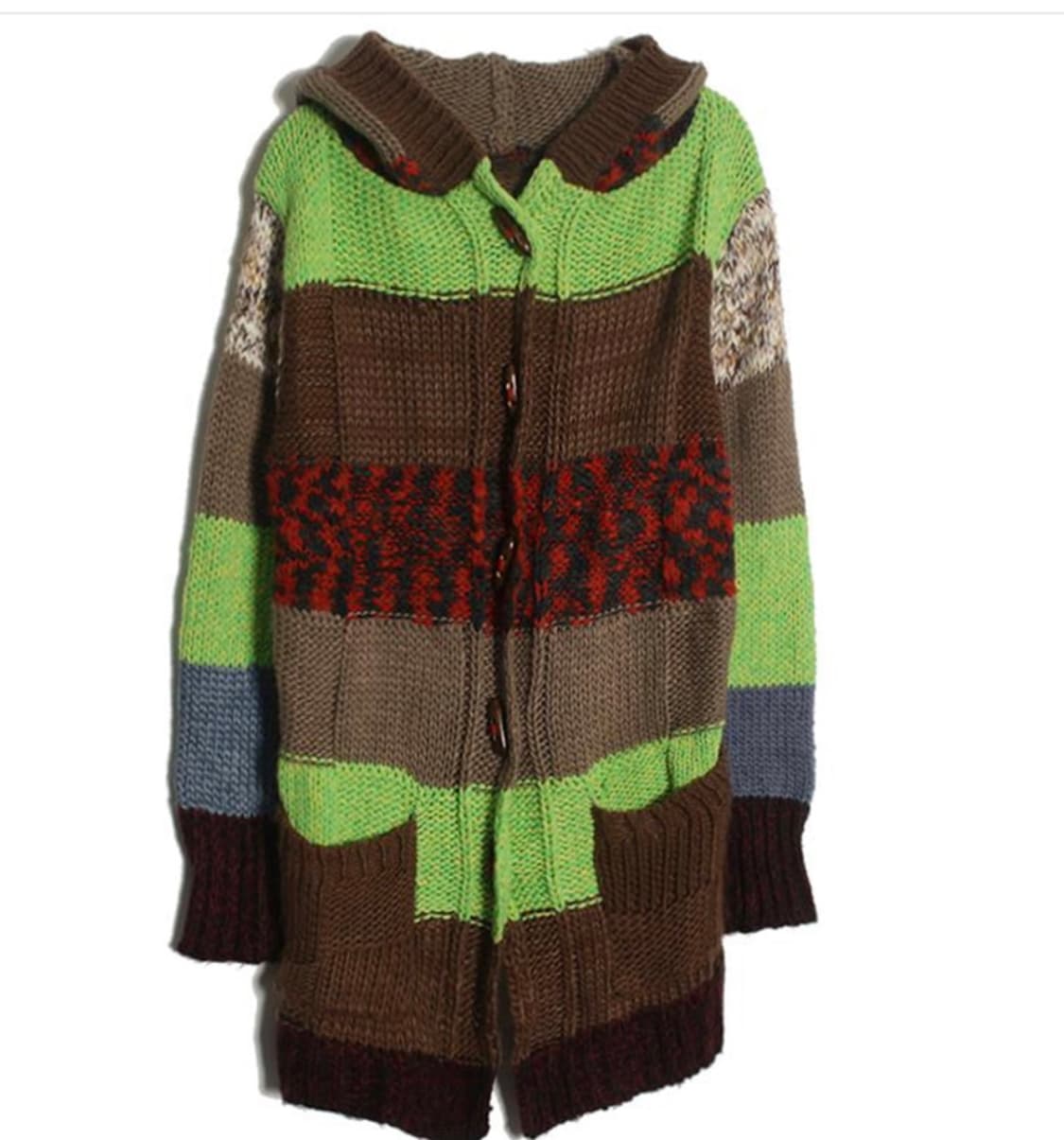 롱 니트 스트라이프 후드 스웨터 니트원피스 일본빈티지 모리 아오이유우 상품이미지1