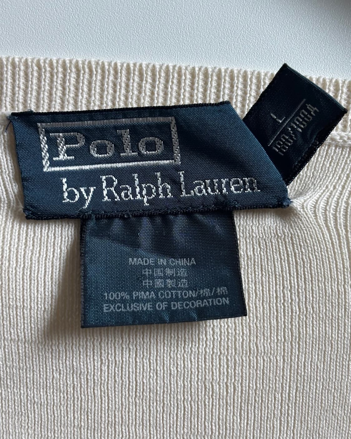 Polo 폴로 랄프로렌 피마코튼 아이보리 브이넥 니트  상품이미지5