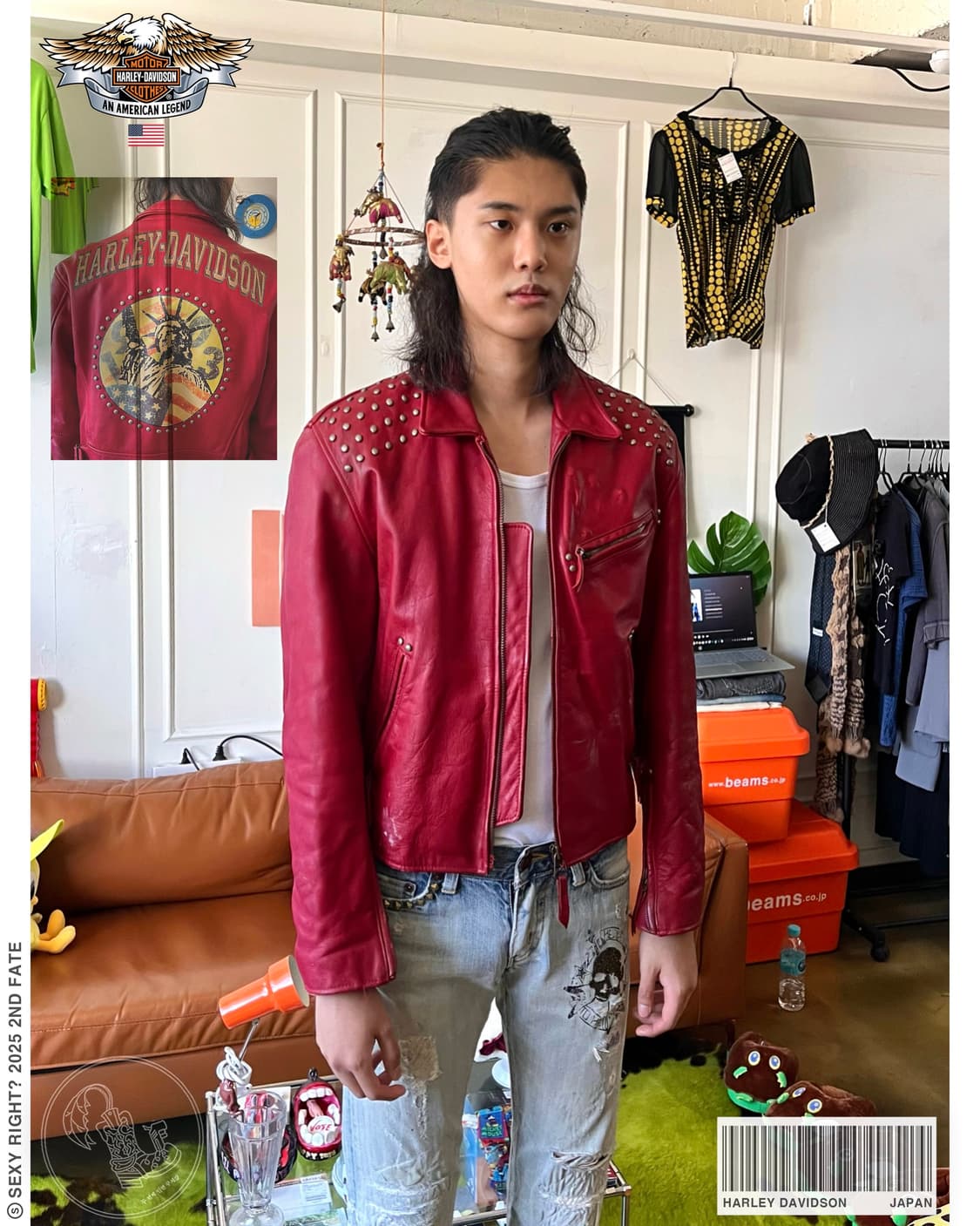 90s Harley Davidson Studs Leather Jacket 상품이미지1