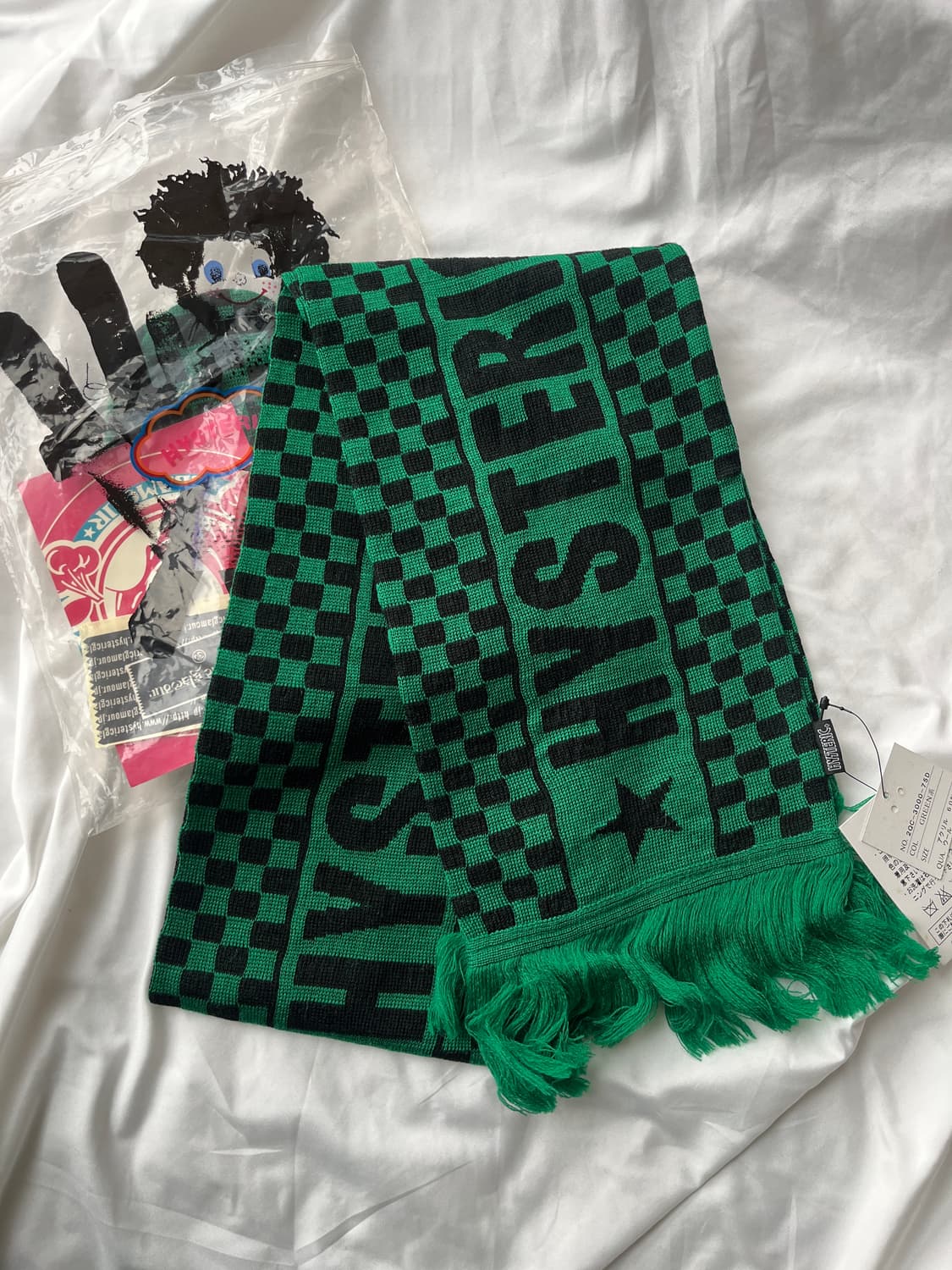 (새상품)히스테릭 글래머 아카이브 체커보드 니트 목도리 머플러 장갑 세트 상품이미지5