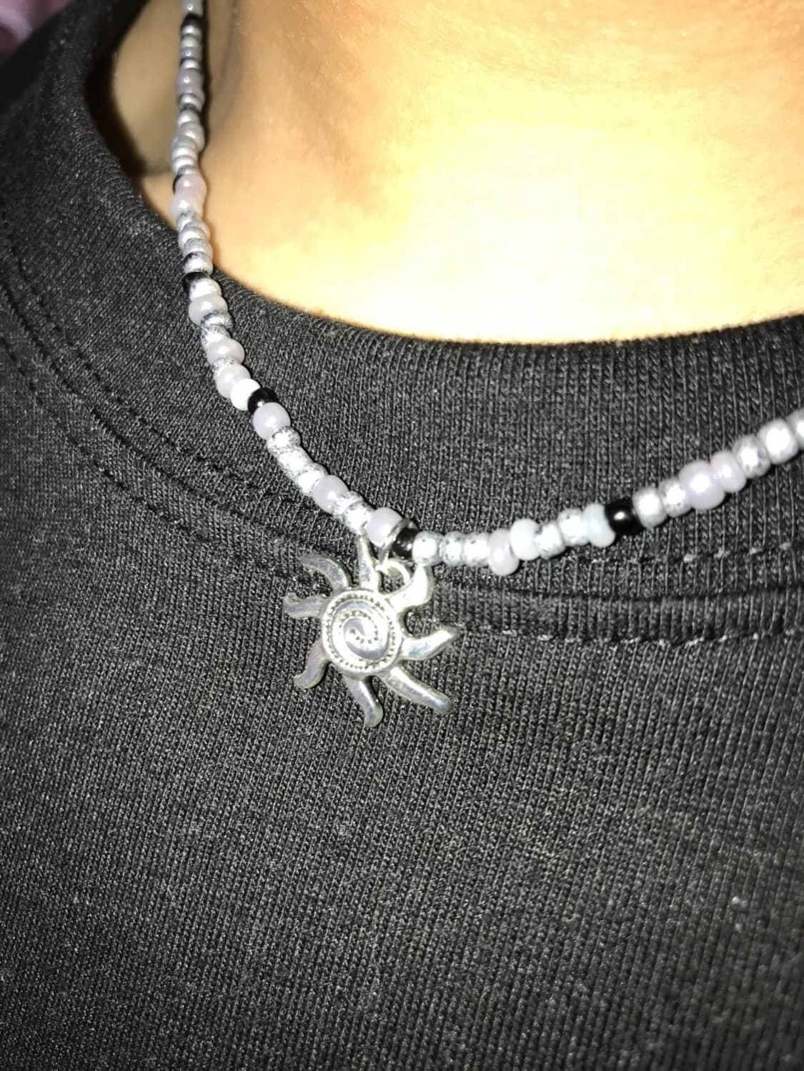 (HOT) Ellavo dark silver beads necklace 상품이미지3