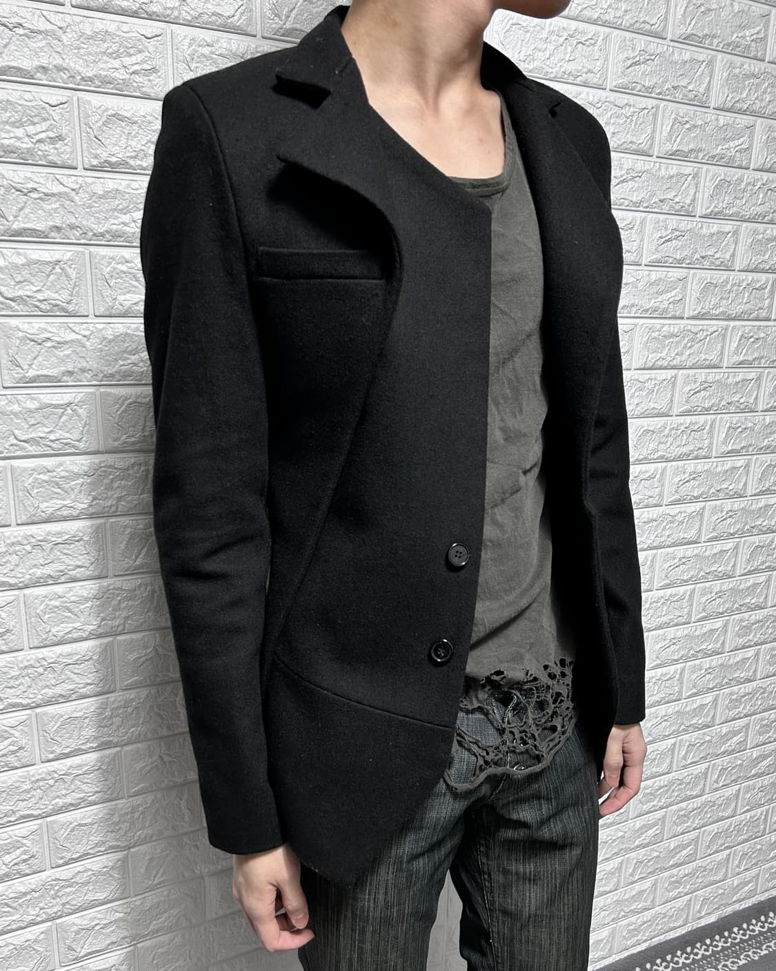 언플러그드 뮤지엄 비대칭 더블 판넬 자켓 상품이미지3