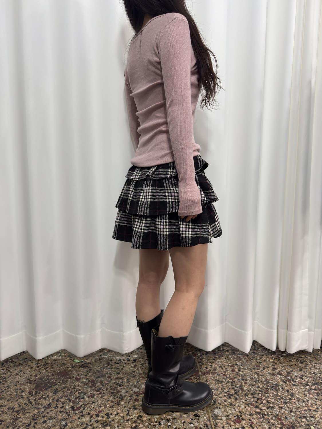 kumikyoku check frill layered skirt 상품이미지6