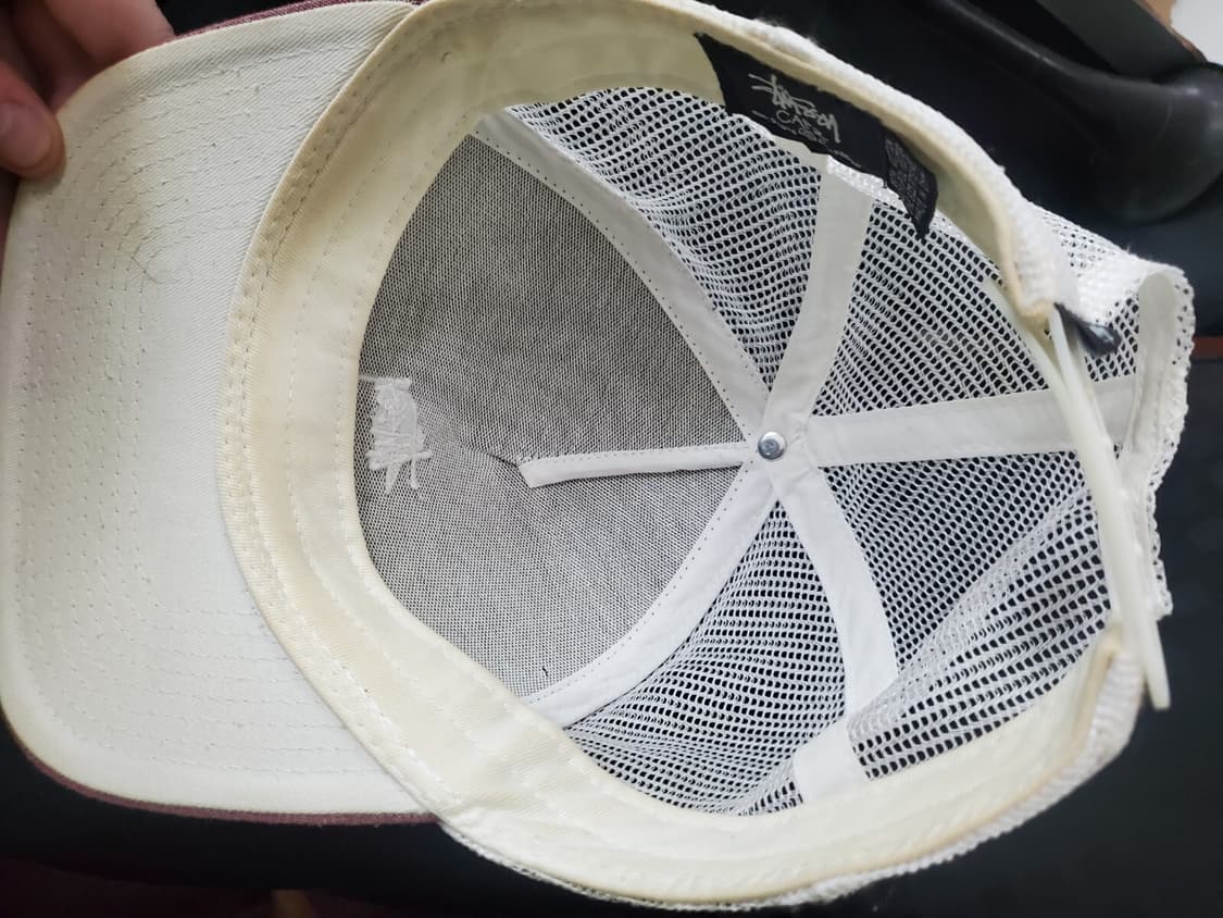 15SS 스투시 트러커 스타 패턴 캡 버건디/화이트 상품이미지5