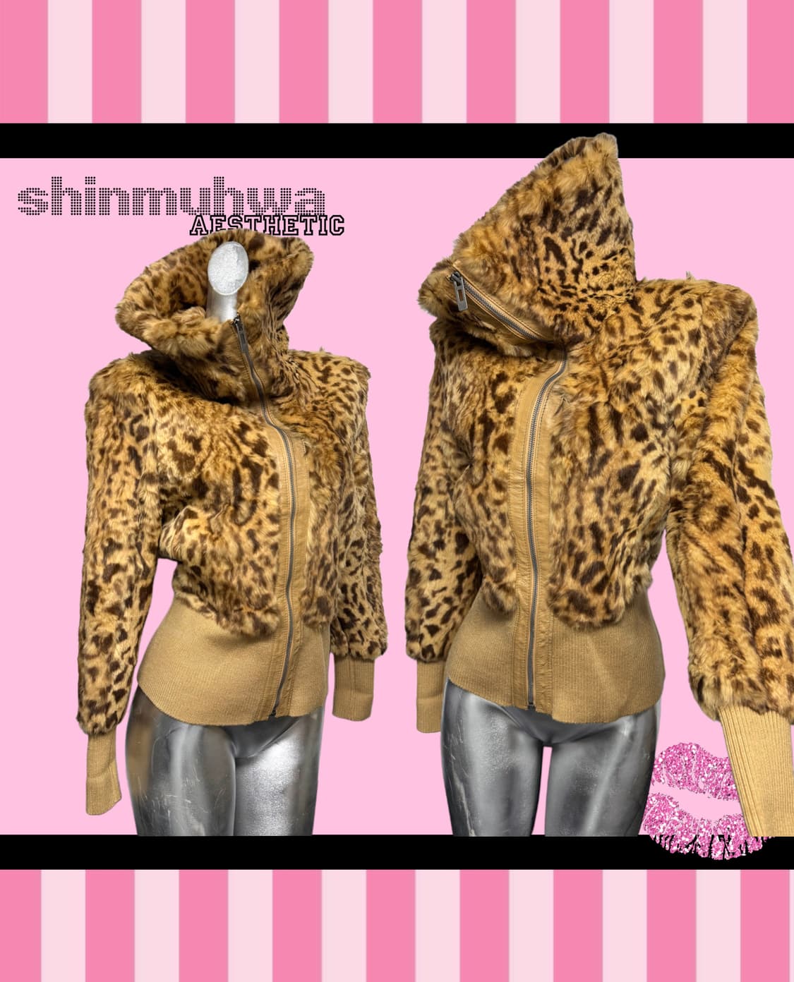 오네갸루 레오파드 레빗퍼 자켓  상품이미지1