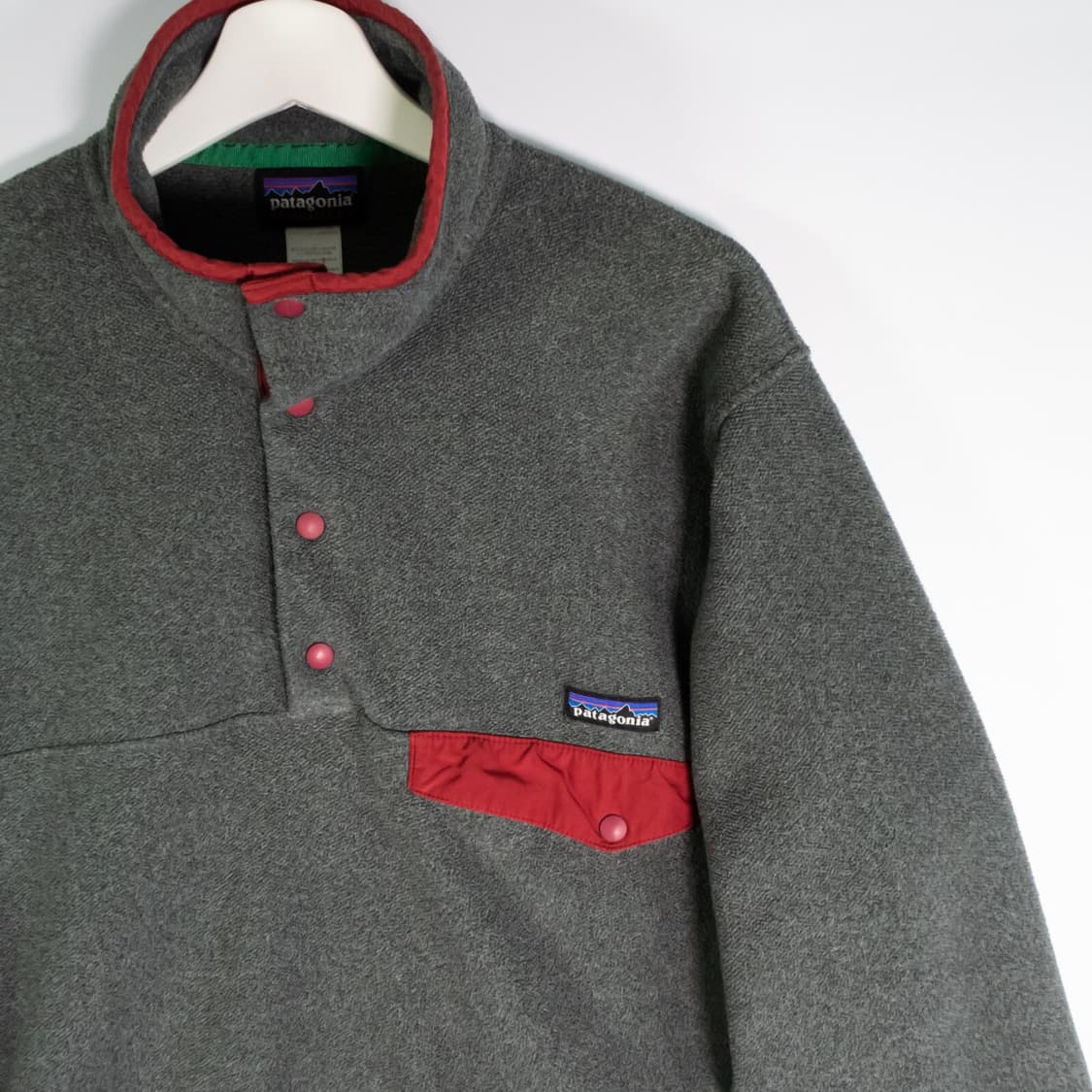 90s 파타고니아 신칠라 스냅-티 플리스 자켓 그레이/레드 상품이미지2