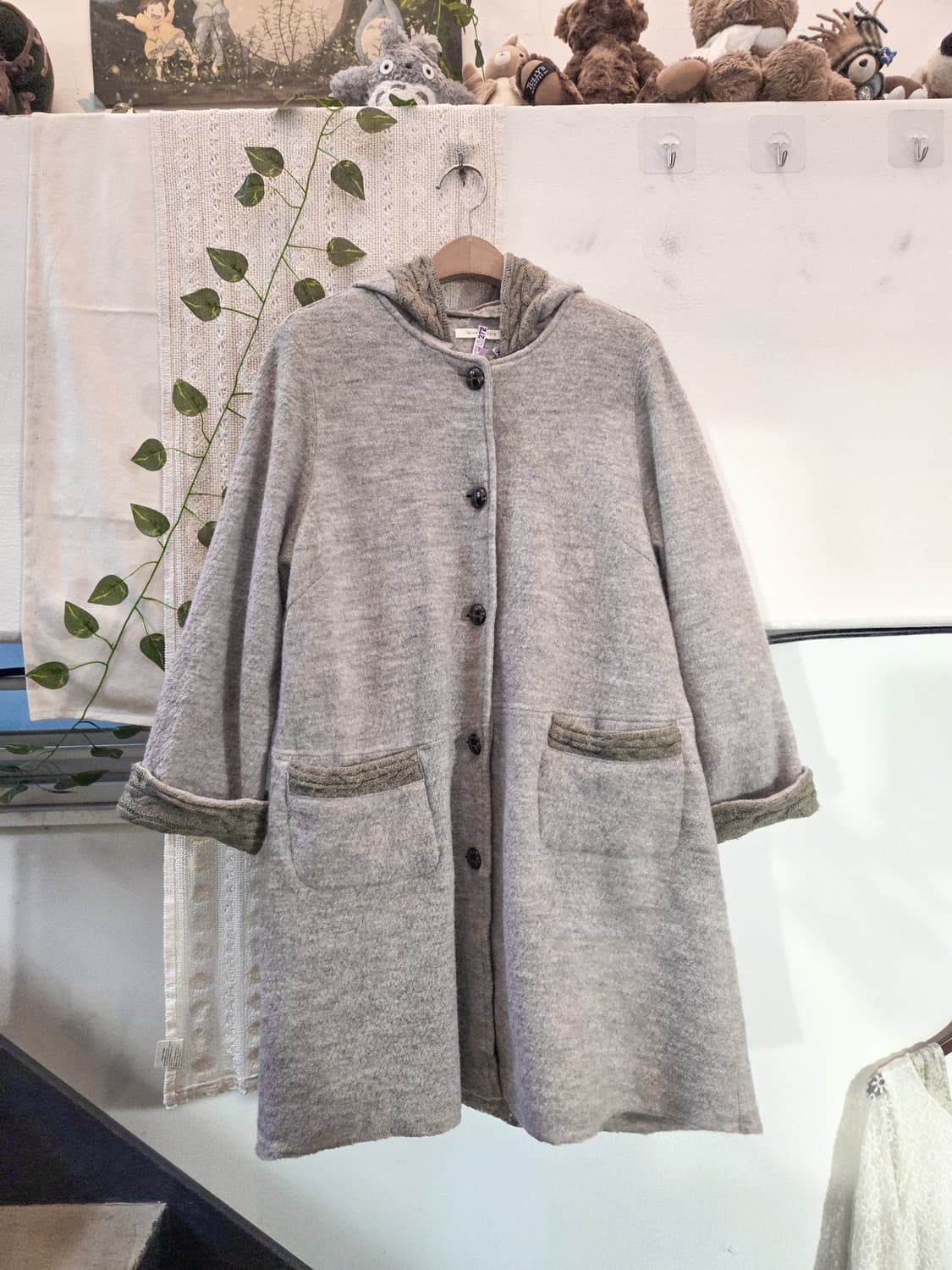 그레이 포켓 후드 코트 상품이미지1