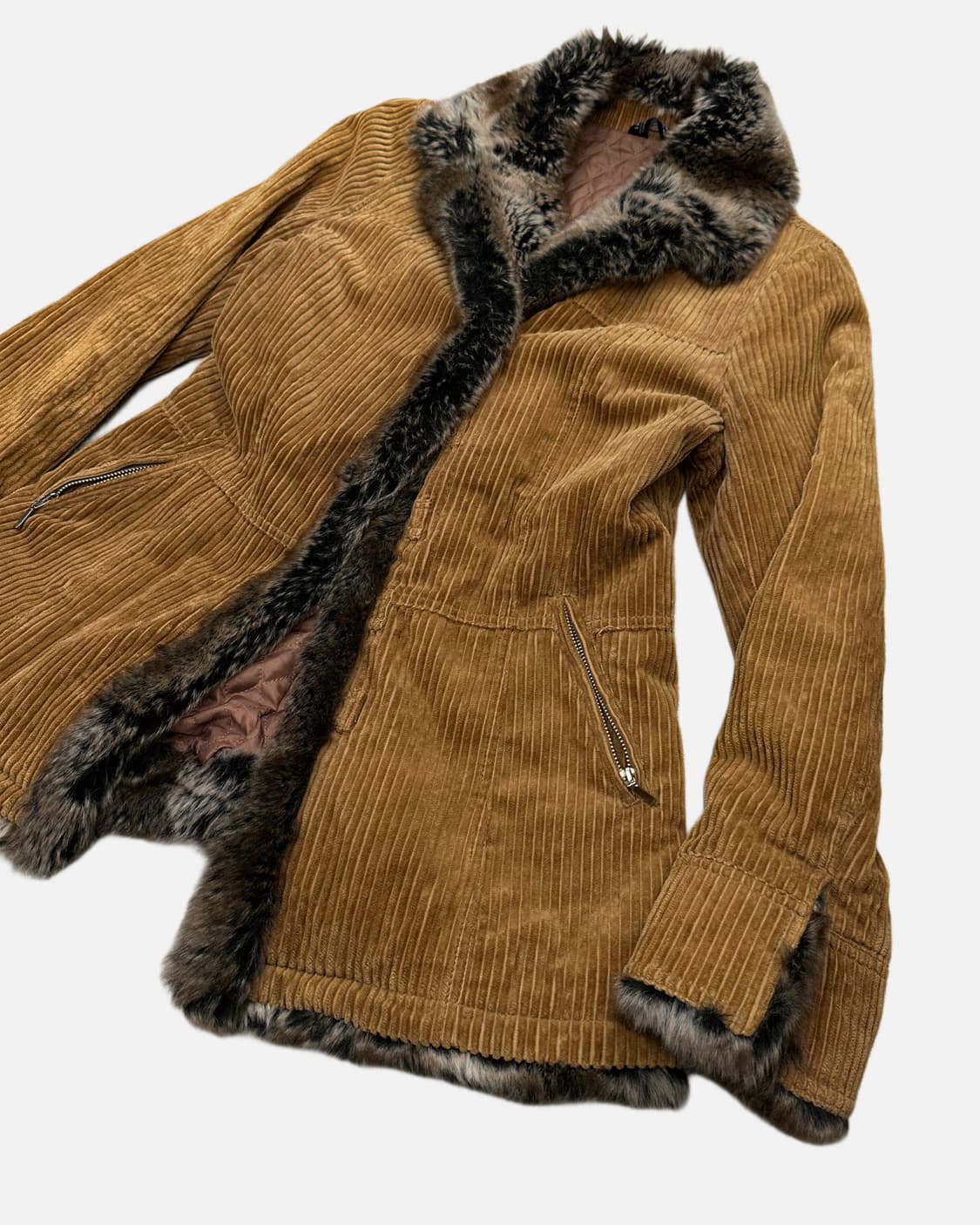 brown corduroy fur jacket 상품이미지2