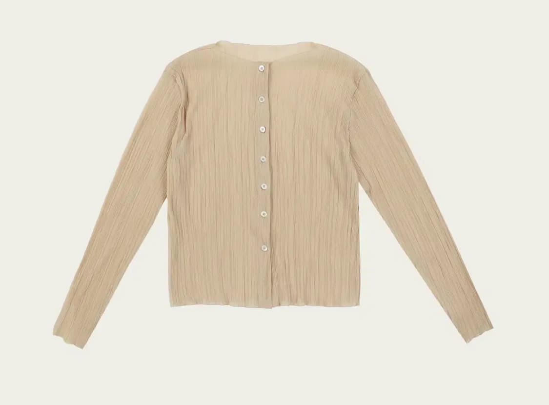 리본빛 Aube Pleated Cardigan - Beige 상품이미지1