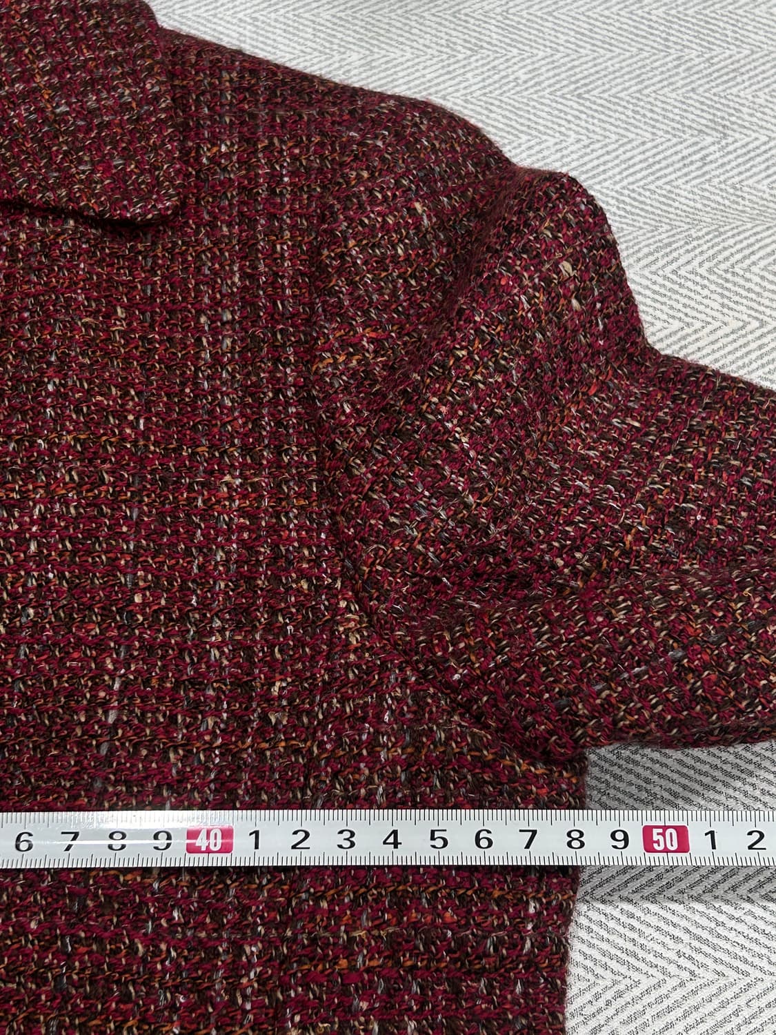 Japan 키이스 실크 혼방 트위드자켓 버건디 여성 85 상품이미지9