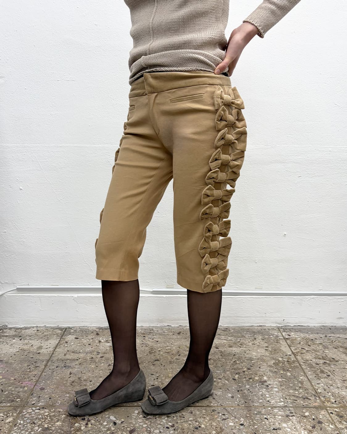 빈티지 보우 디테일 하프 팬츠 상품이미지1