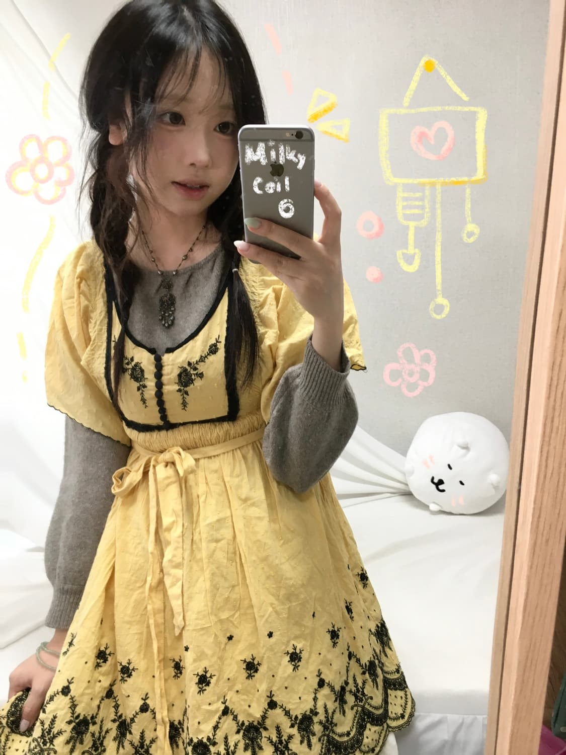 빈티지 핀터레스트 노랑 자수 엔틱 소녀 코디세트 상품이미지1