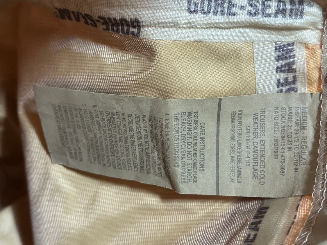 미군 오리지널 고어텍스 사막삼색 바지 데드스탁 (M-R) 상품이미지6